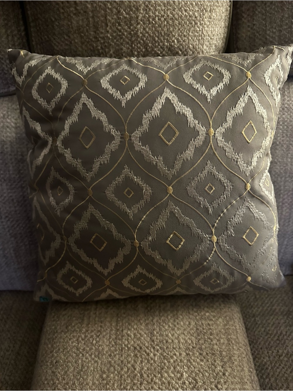 Gray Decorative Throw Pillow with Gold Accent
